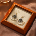 Bohemian Vintage Rhinestone Inlaid Fan Shaped Pearl Tassel Alloy Hook Chandelier Drop Earrings view 2