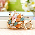 Multicolor Jeweled Swan Keychain With Faceted Wing Stones view 3