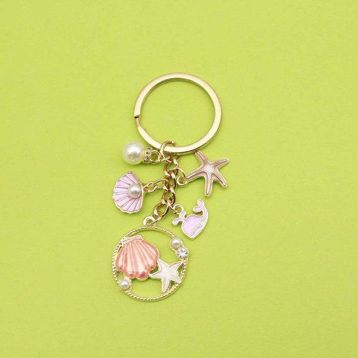 Metal Ocean Starfish Shell Dolphin Turtle Keychain Bag Charm Gift