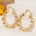 New Gold Tone Metal Braided Hoop Ear Cuffs, Shiny Woven Statement Earrings For Women view 2