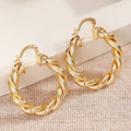 New Gold Tone Metal Braided Hoop Ear Cuffs, Shiny Woven Statement Earrings For Women view 5