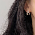Light Luxury Faux Pearl Gourd Stud Earrings With Sparkling Zircon Geometric Chinese Style view 4