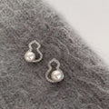 Light Luxury Faux Pearl Gourd Stud Earrings With Sparkling Zircon Geometric Chinese Style view 3