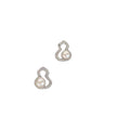 Light Luxury Faux Pearl Gourd Stud Earrings With Sparkling Zircon Geometric Chinese Style view 5