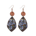 Bohemian Wooden Teardrop Floral Print Drop Earrings Ethnic Style Ear Hook Jewelry view 5