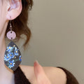 Bohemian Wooden Teardrop Floral Print Drop Earrings Ethnic Style Ear Hook Jewelry view 3
