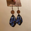 Bohemian Wooden Teardrop Floral Print Drop Earrings Ethnic Style Ear Hook Jewelry view 2
