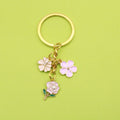 Metal Pearl Enamel Flower Keychain Sakura Bag Charm Gift view 1