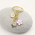 Metal Pearl Enamel Flower Keychain Sakura Bag Charm Gift view 3