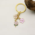 Metal Pearl Enamel Flower Keychain Sakura Bag Charm Gift view 4