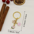 Metal Pearl Enamel Flower Keychain Sakura Bag Charm Gift view 2
