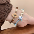 Cute Cartoon Ceramic Cat And Dog Wax Cord Beaded Bracelet For Women view 4
