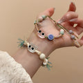 Cute Cartoon Ceramic Cat And Dog Wax Cord Beaded Bracelet For Women view 2