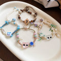 Cute Cartoon Ceramic Cat And Dog Wax Cord Beaded Bracelet For Women view 3