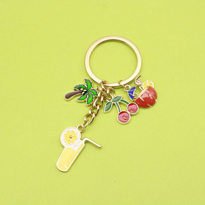 Zinc Alloy Palm Cherry Juice Keychain Cute Bag Charm