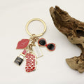 Enamel Alloy Lipstick Wallet Sunglasses Keychain Fashion Bag Charm view 4