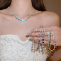 Light Luxury Copper Zircon Geometric Round Pendant Necklace Minimalist Sparkling Collarbone Jewelry view 4