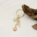 Zinc Alloy Shell Starfish Keychain Pearl Bag Charm Gift – Gold view 4