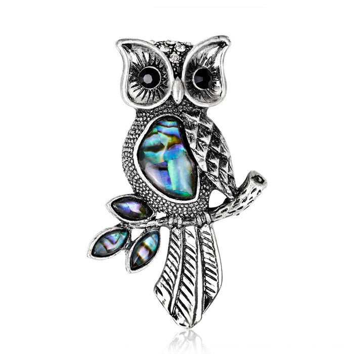 Black Silver Tone Abalone Shell Shell Metal Brooch Pin 5.6 x 3.7 cm