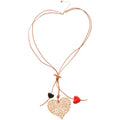 Light Luxury Acrylic Heart Outline Pendant Leather Cord Sweater Necklace For Women view 5
