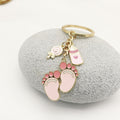 Zinc Alloy Baby Footprint Clothes Keychain Bag Charm Gift view 3