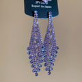 Light Luxury Copper Purple Geometric Heart Rhinestone Tassel Drop Earrings With Silver Posts view 3