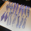 Light Luxury Copper Purple Geometric Heart Rhinestone Tassel Drop Earrings With Silver Posts view 1