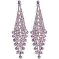 Light Luxury Copper Purple Geometric Heart Rhinestone Tassel Drop Earrings With Silver Posts view 5