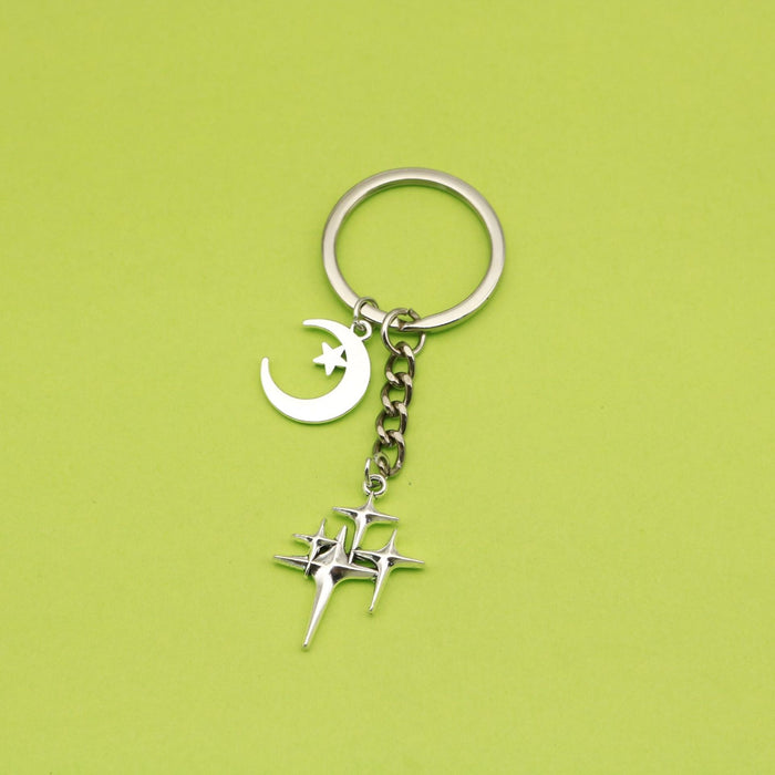 Metal Moon Star Tassel Keychain Key Ring Bag Charm