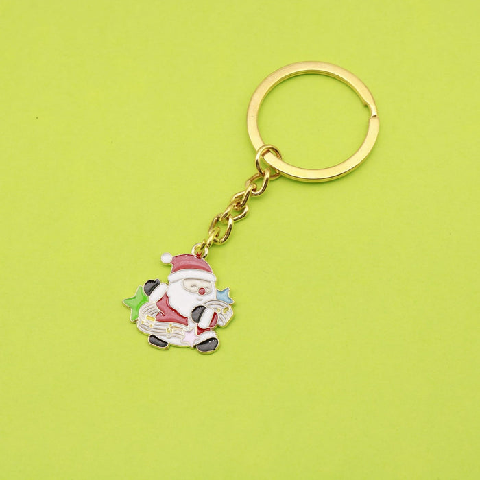 Zinc Alloy Christmas Santa Tree Keychain Set Holiday Gift