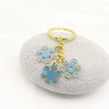 Metal Enamel Christmas Snowflake Reindeer Keychain Holiday Gift view 4