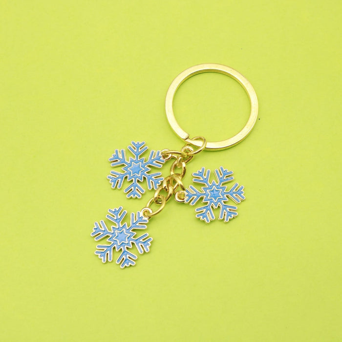 Metal Enamel Christmas Snowflake Reindeer Keychain Holiday Gift