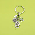 Antique Silver Sunflower Keychain Bag Charm Car Key Ring view 1