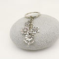 Antique Silver Sunflower Keychain Bag Charm Car Key Ring view 3