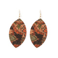 Vintage Ethnic Leather Oval Leaf Print Teardrop Pendant Drop Earrings for Women view 5