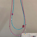 New Chinese Style Turquoise And Rose Pink Natural Stone Layered Necklace For Women Geometric Beaded Choker view 3