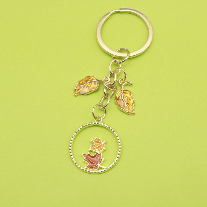 Alloy Maple Leaf Keychain Bag Charm
