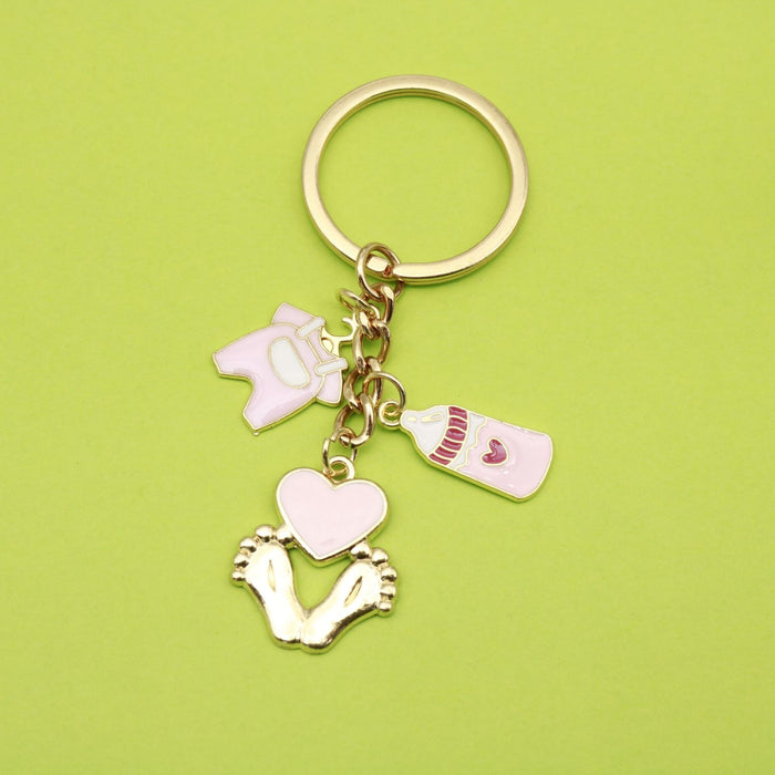 Zinc Alloy Baby Clothes Footprint Keychain Bag Charm Gift