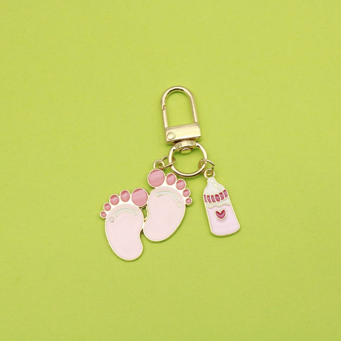 Metal Baby Footprint Keychain Cartoon Bag Charm Gift
