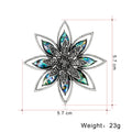 Black Silver Tone Flower Metal Brooch Pin 7 x 5.7 cm view 2