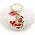 Zinc Alloy Love Heart Rose Keychain Bag Charm Gift view 4