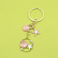 Antique Silver Seahorse Shell Starfish Keychain Car Bag Charm view 1