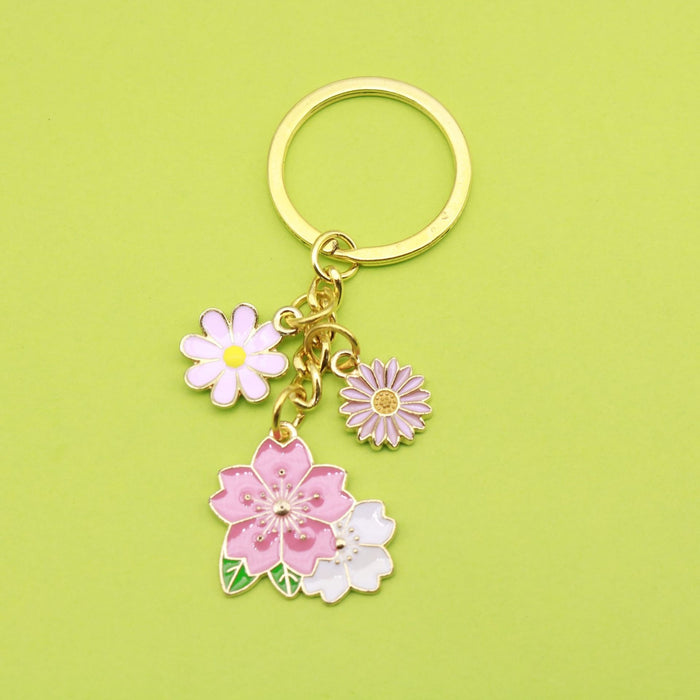 Enamel Cherry Blossom Butterfly Keychain Bag Charm Gift