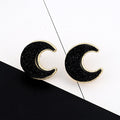 Gold Tone Crescent Moon Crystal Cluster Stud Earrings in Five Colors view 7