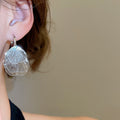 Copper Hollow Flower Petal Heart Pendant Drop Earrings Minimalist Chic Fashion Jewelry view 3