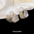 Copper Hollow Flower Petal Heart Pendant Drop Earrings Minimalist Chic Fashion Jewelry view 4