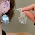 Copper Hollow Flower Petal Heart Pendant Drop Earrings Minimalist Chic Fashion Jewelry view 1