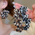 Silver Needle Fabric Flower Tassel Hoop Earrings For Women European American Niche Style view 2