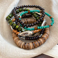 Vintage Ethnic Irregular Geometric Wood And Coconut Shell Beaded Bracelet view 1
