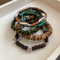 Vintage Ethnic Irregular Geometric Wood And Coconut Shell Beaded Bracelet view 4